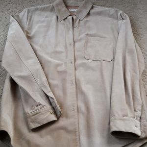 Tan Leather Button Down Shirt